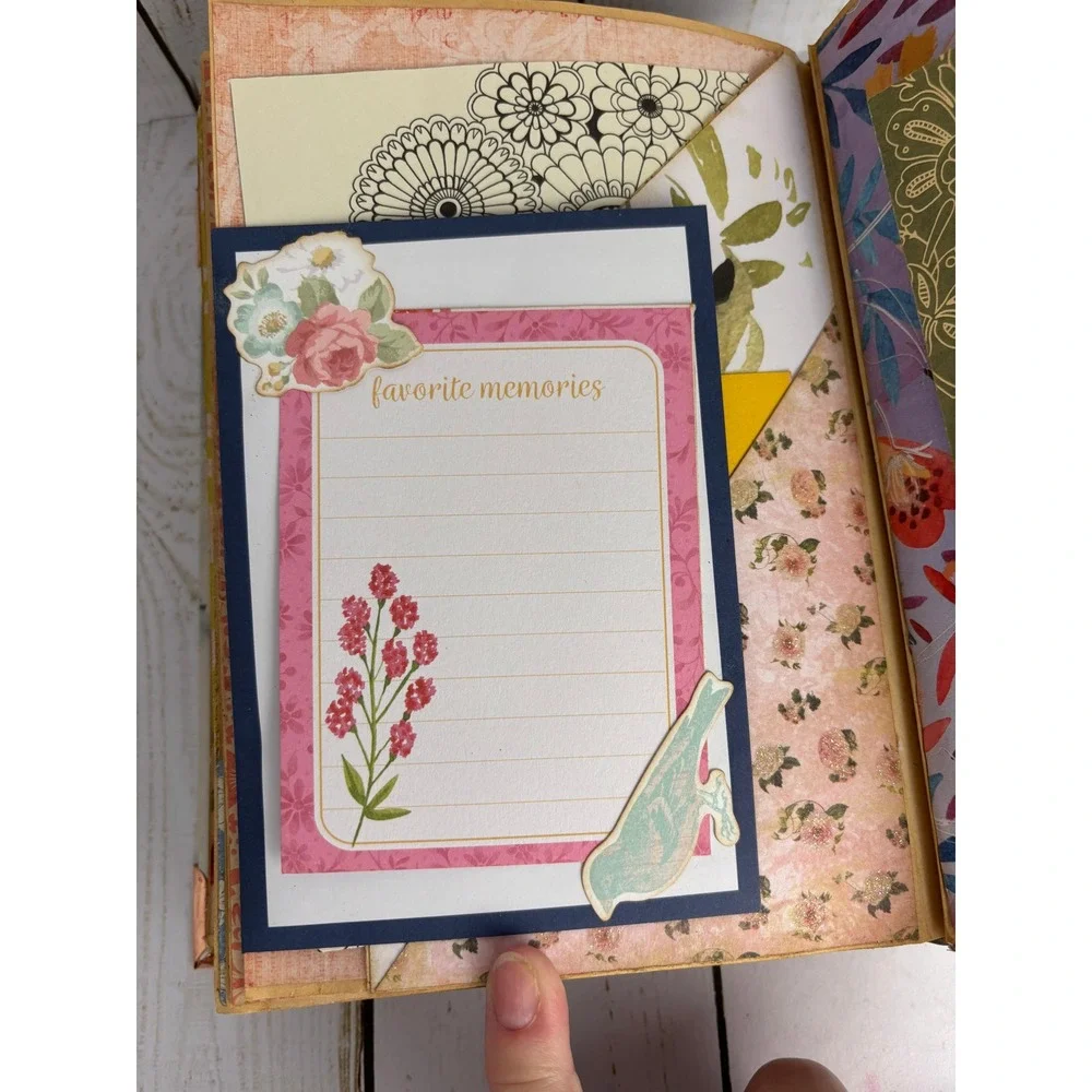 Handmade Botanical Junk Journal Floral Scrapbook Hardcover Ribbon Tie Ephemera
